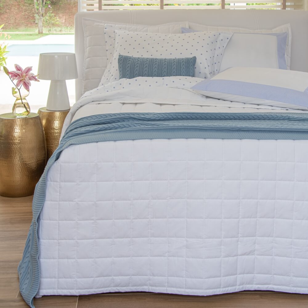 Colcha matelassê percal 200 fios lisa - Imagem 1