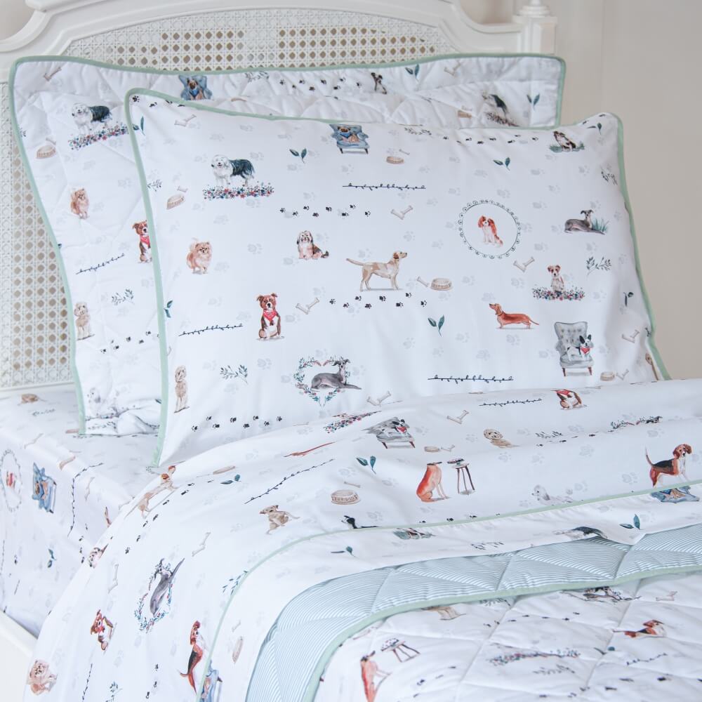 Fronha avulsa infantil percal 200 fios Dogs estampada - Imagem 1