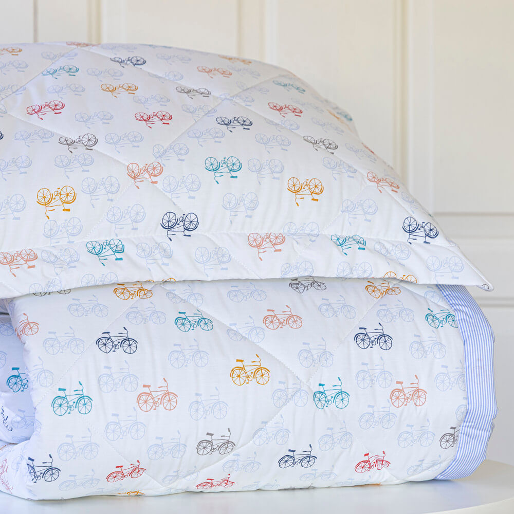 Edredom matelassê percal 200 fios Bike estampado - Imagem 1