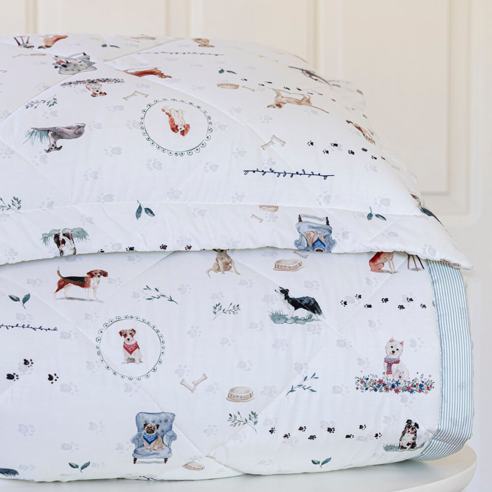 Edredom matelassê percal 200 fios Dogs estampado - Imagem 1
