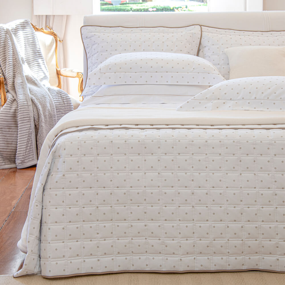 Colcha trapuntada cetim 300 fios New Stella estampada - Imagem 2