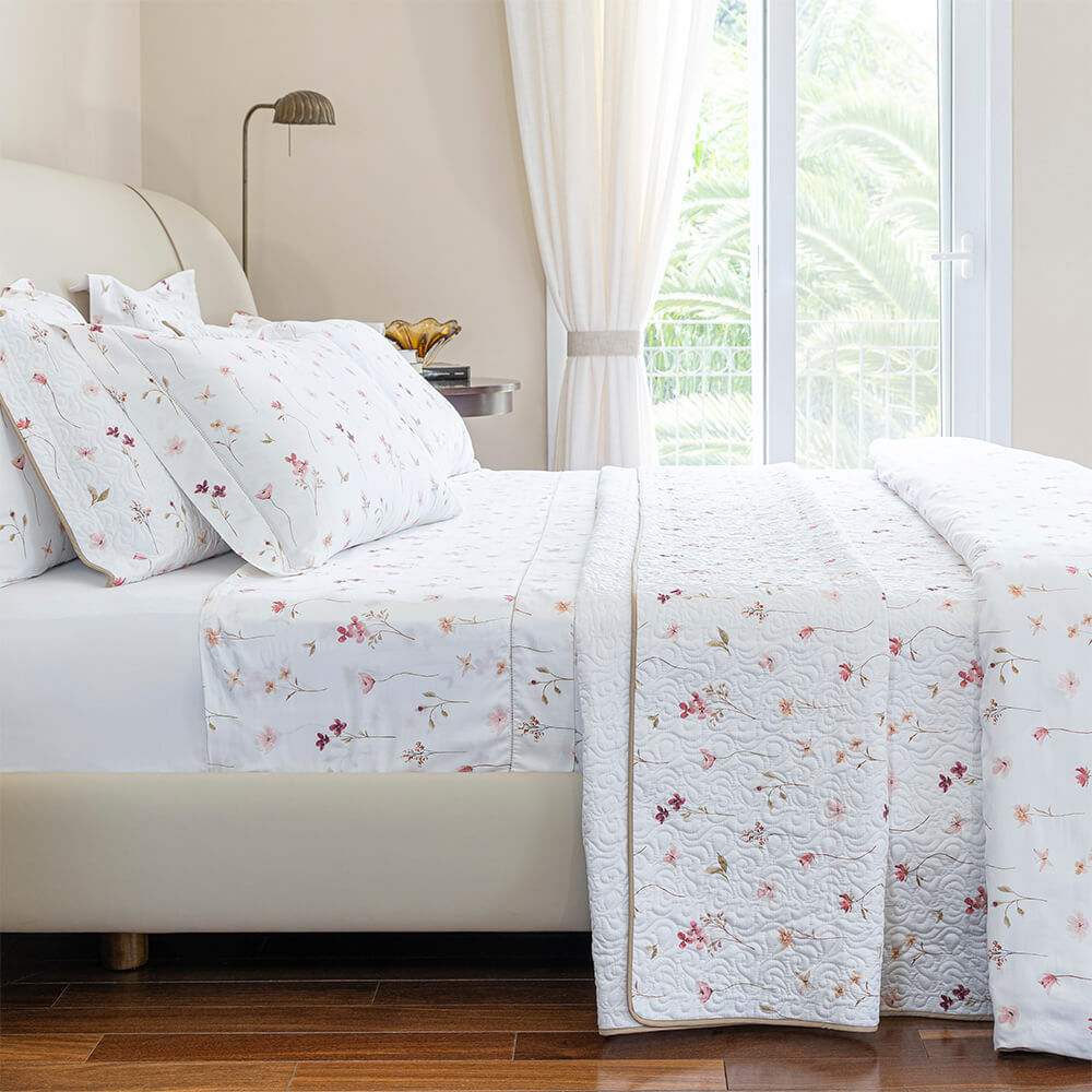 Colcha trapuntada cetim 300 fios Madrid estampada - Imagem 2