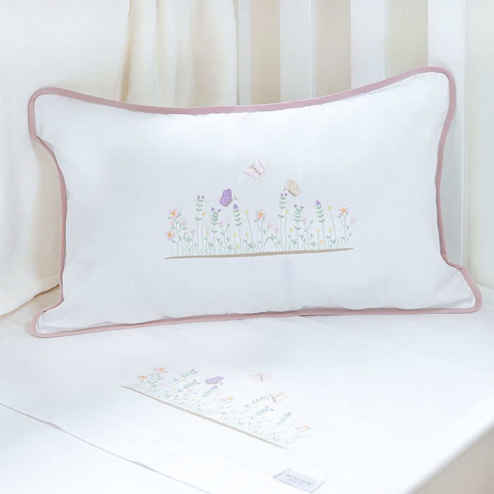 Almofada cetim 300 fios Jardim bordada - Imagem 1