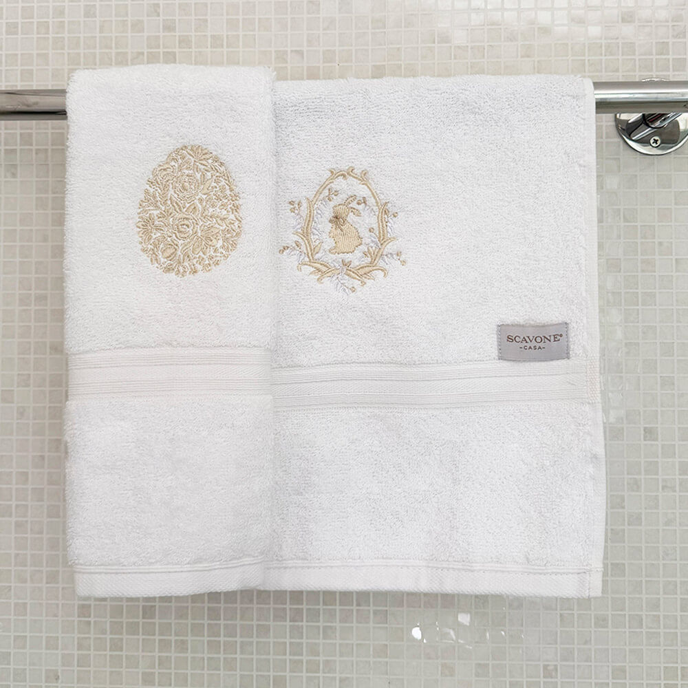 Kit toalhas de lavabo bordada Páscoa - Imagem 1